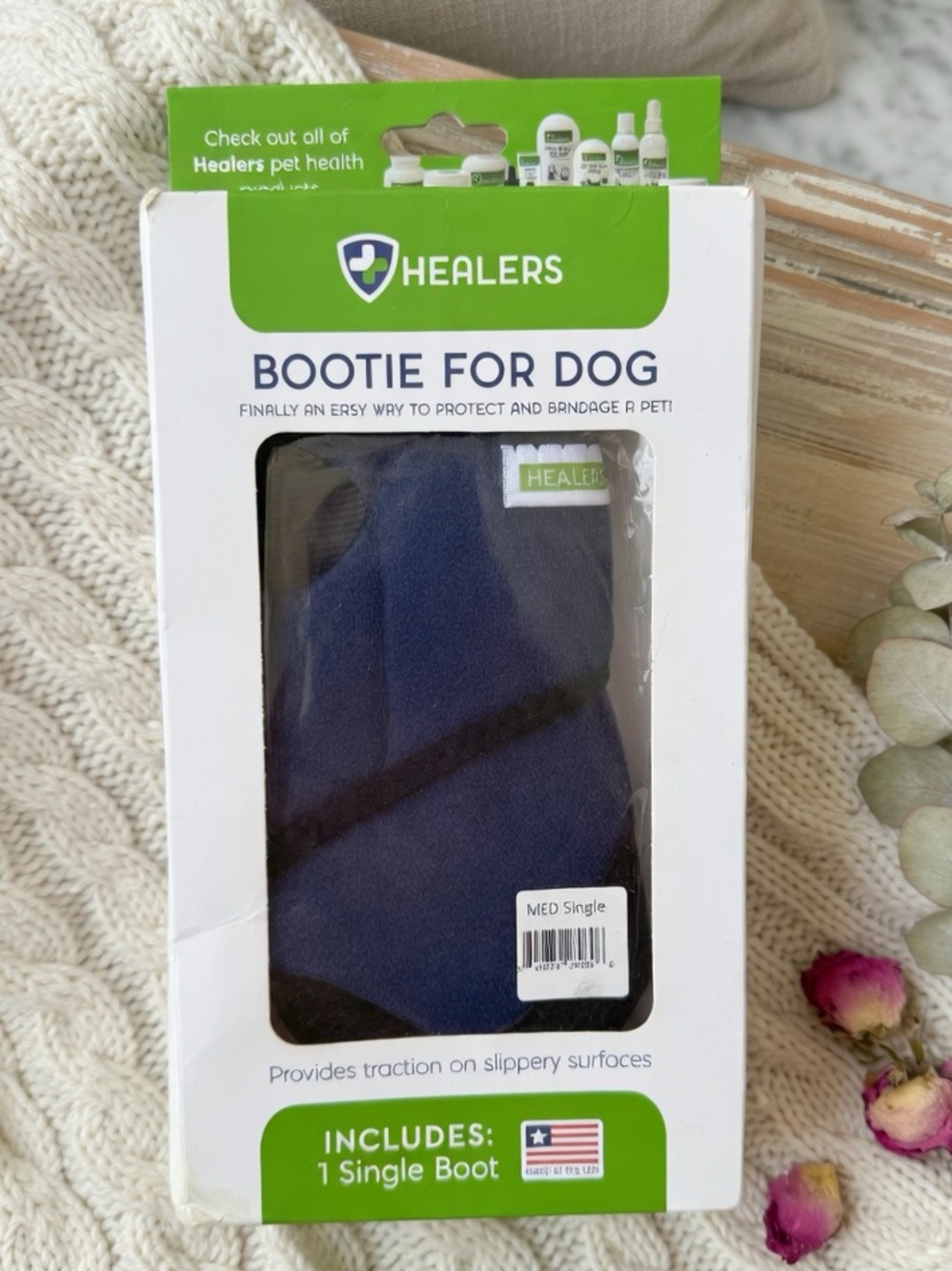NEW Healers Dog Paw Bootie Medium Single Boot Paw Protector Blue USA Made